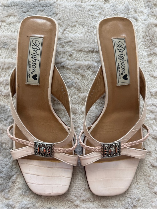 Brighton Shoes - Brighton Women's Pale Blush Pink Leather Slide Mules